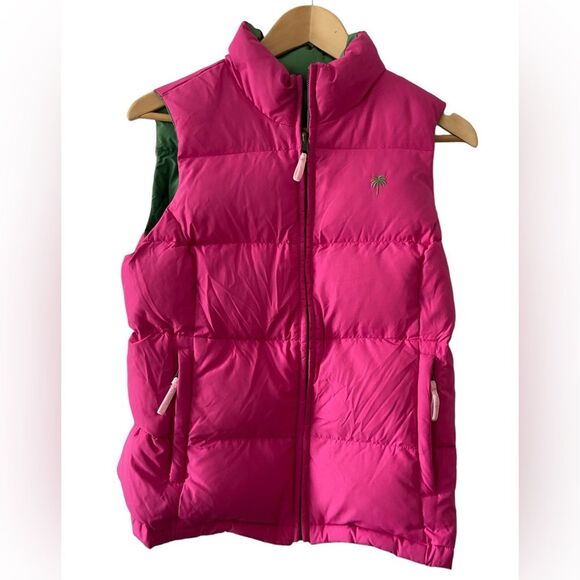 Lily Pulitzer Women’s Reversible Pink Green Puffer Vest, size S, 100% polyester - Picture 5 of 14